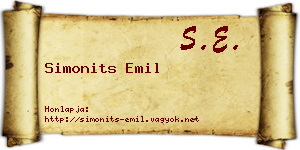 Simonits Emil névjegykártya